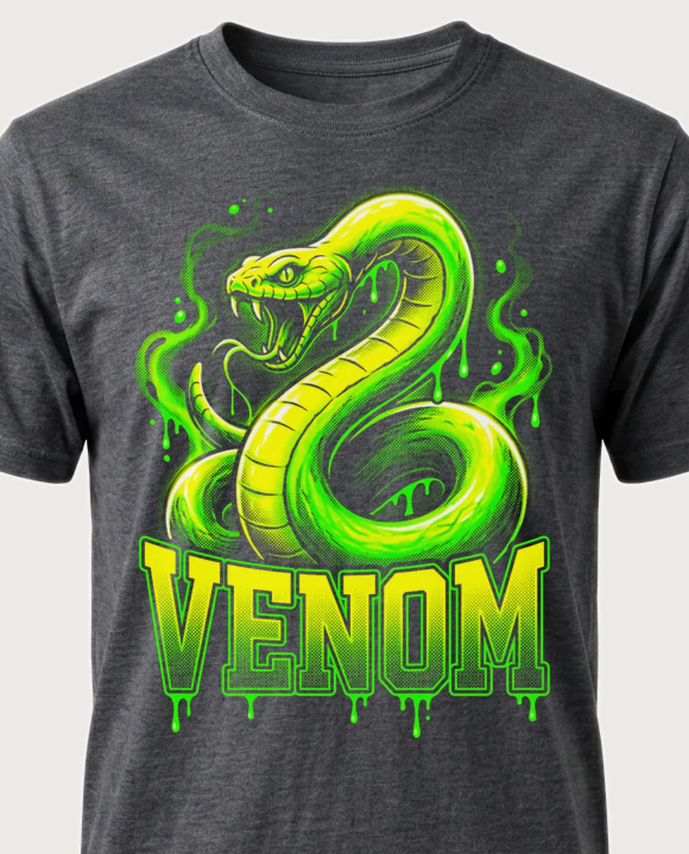 VENOM toxic snake — Acid Toxic on a dark heather tee