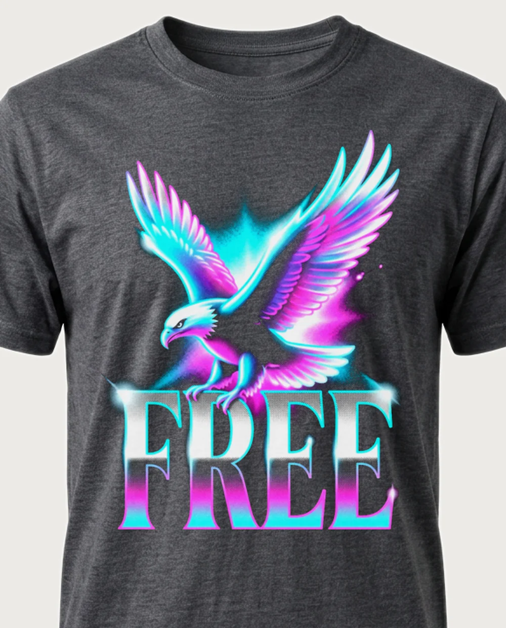 FREE eagle — Airbrush on a dark heather tee