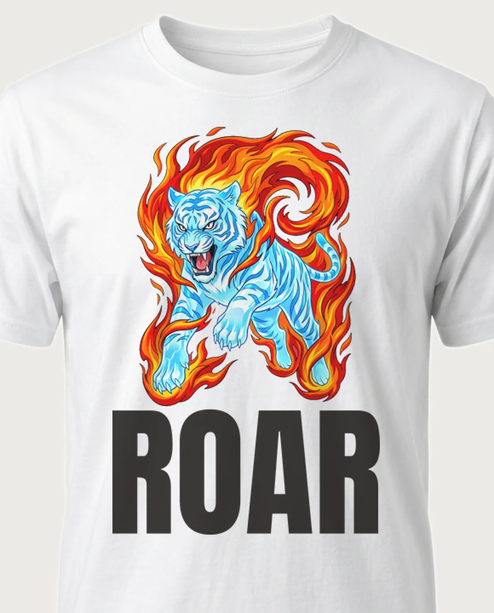 ROAR tiger — Retro Anime on a white tee