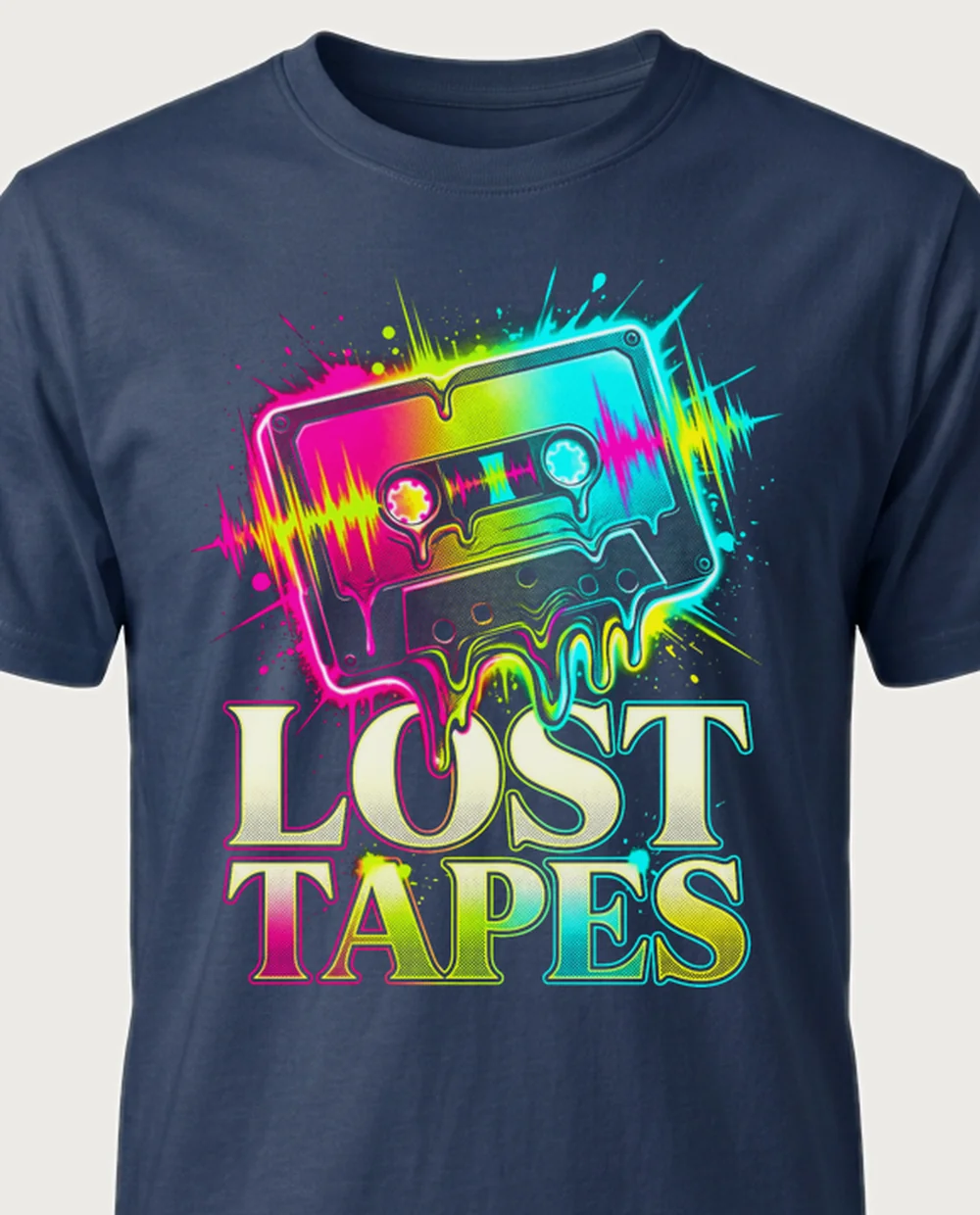 LOST TAPES cassette — Bootleg Rave on a navy tee