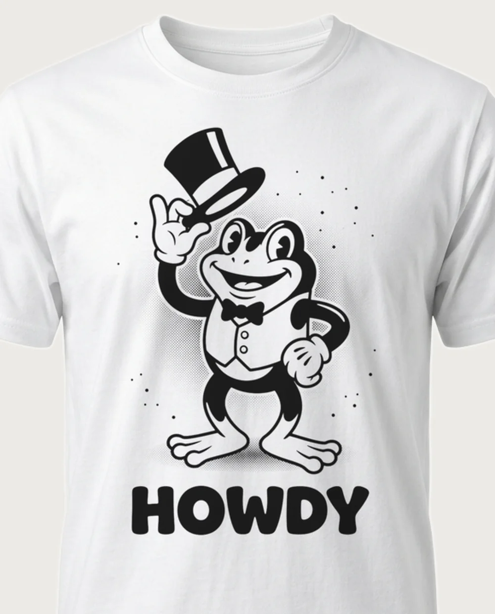 HOWDY frog — 1920s Cartoon on a white tee