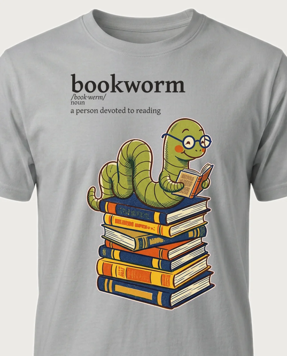 bookworm worm — Dictionary on a sport grey tee