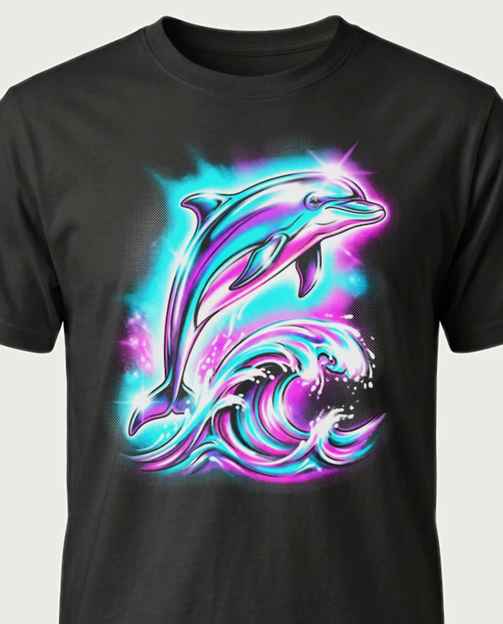 Dolphin — Airbrush graphic on a black tee