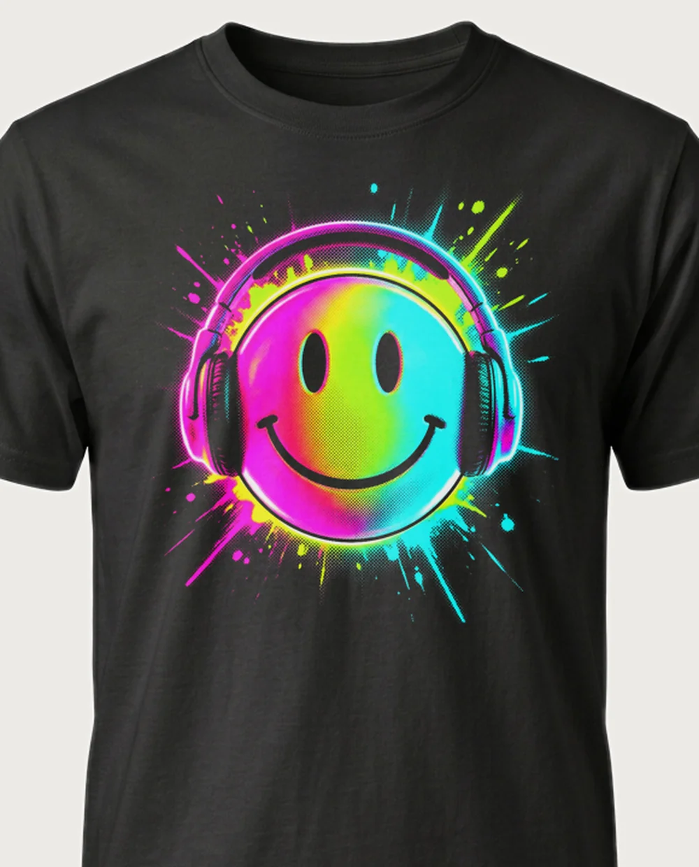 Smiley — Bootleg Rave graphic on a black tee