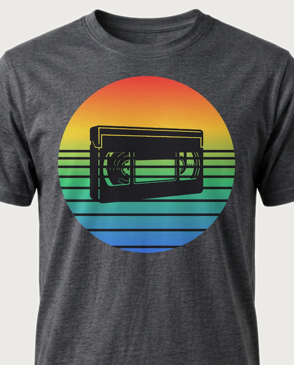 Spectrum VHS — Sliced Sun on a dark heather tee