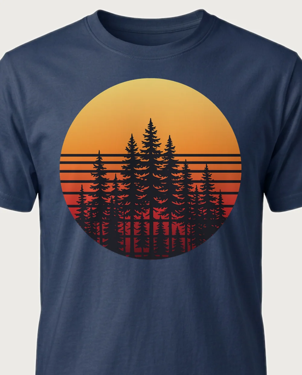 Lava pines — Sliced Sun on a navy tee