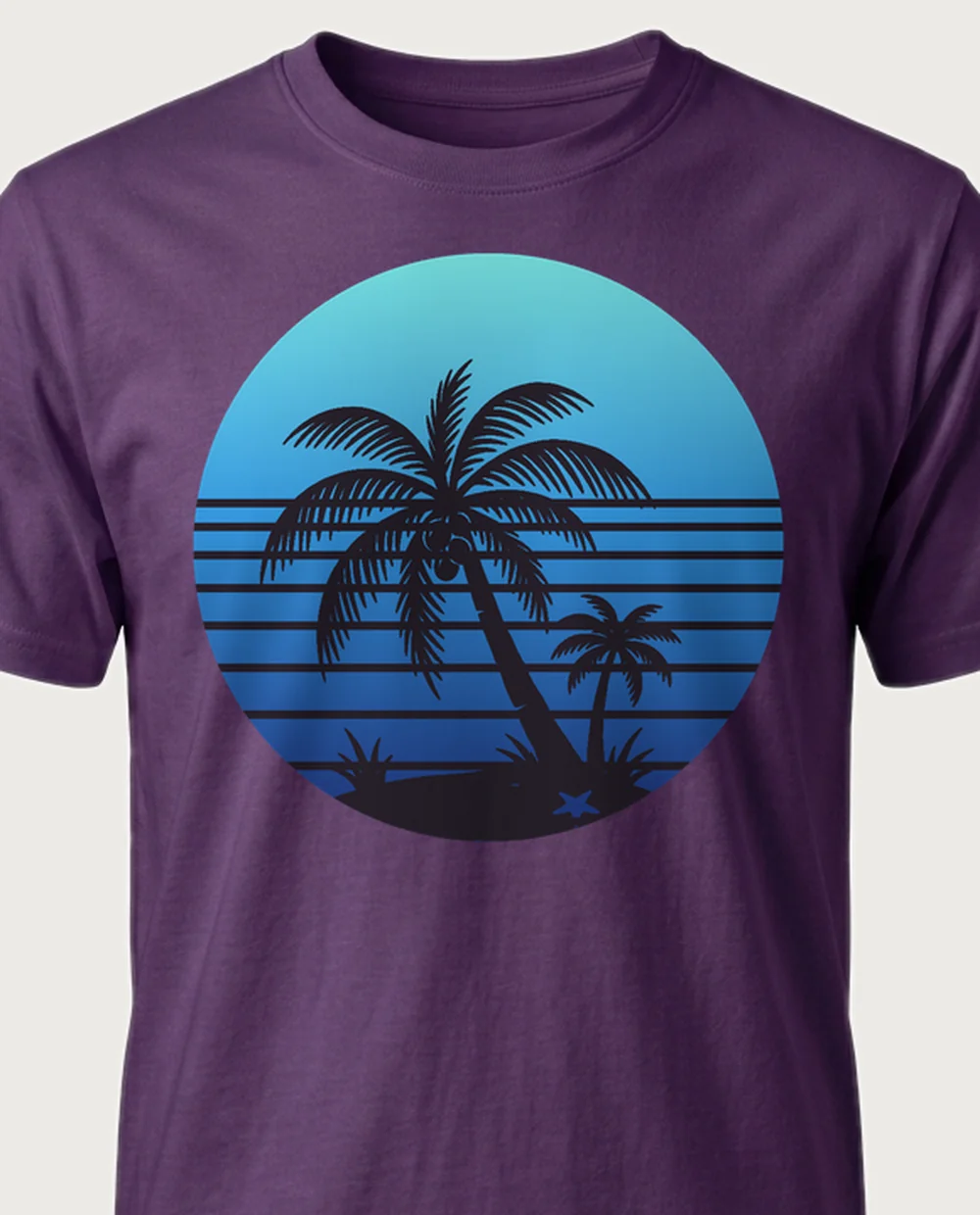 Ocean island — Sliced Sun on a purple tee