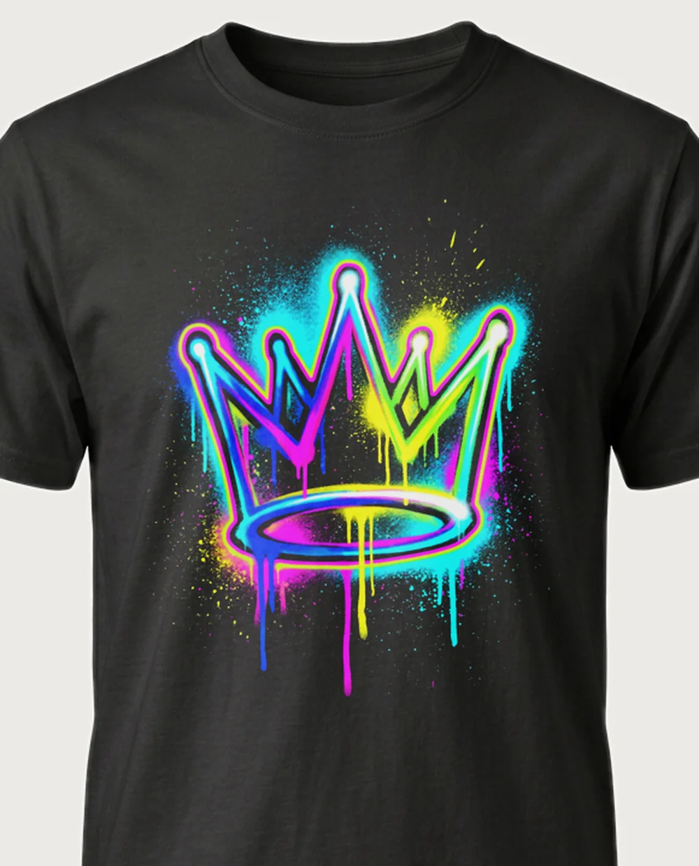 Dripping crown — Graffiti graphic on a black tee