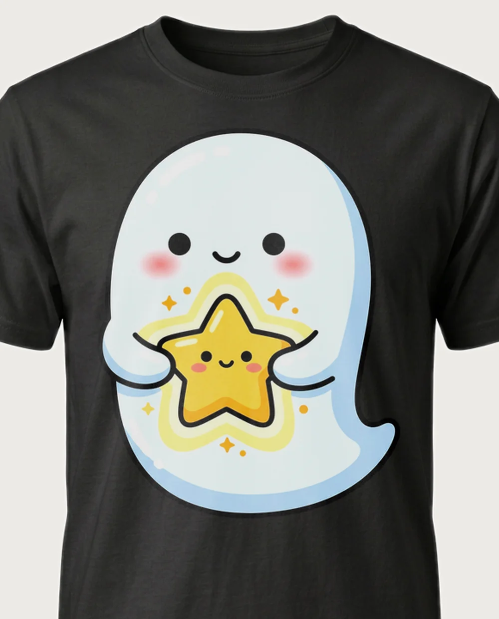 Ghost — Kawaii Pastel graphic on a black tee