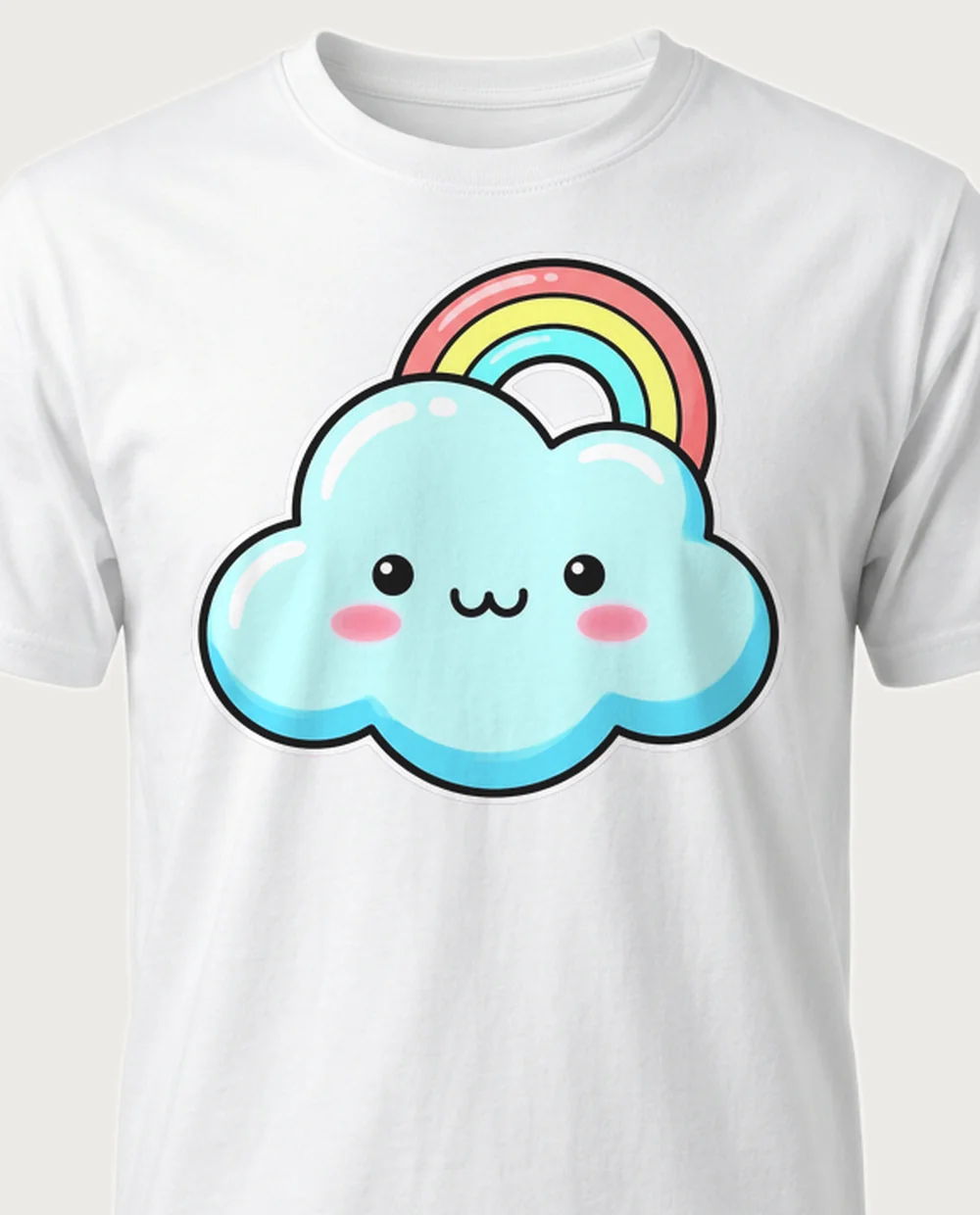 Rainbow cloud — Kawaii Pastel graphic on a white tee