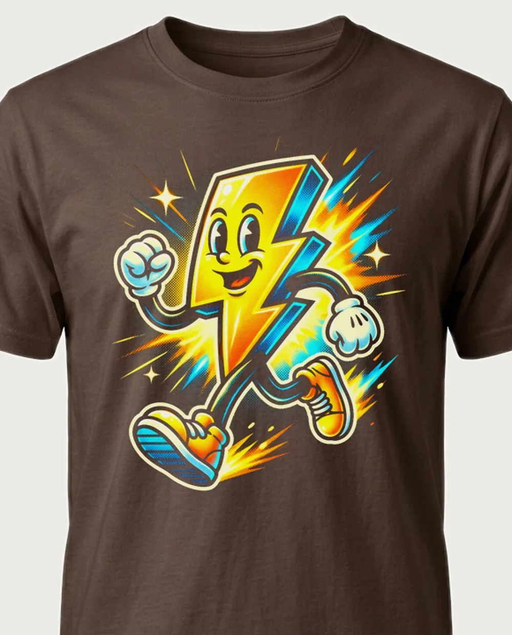 Lightning mascot — Mascot graphic on a chocolate tee