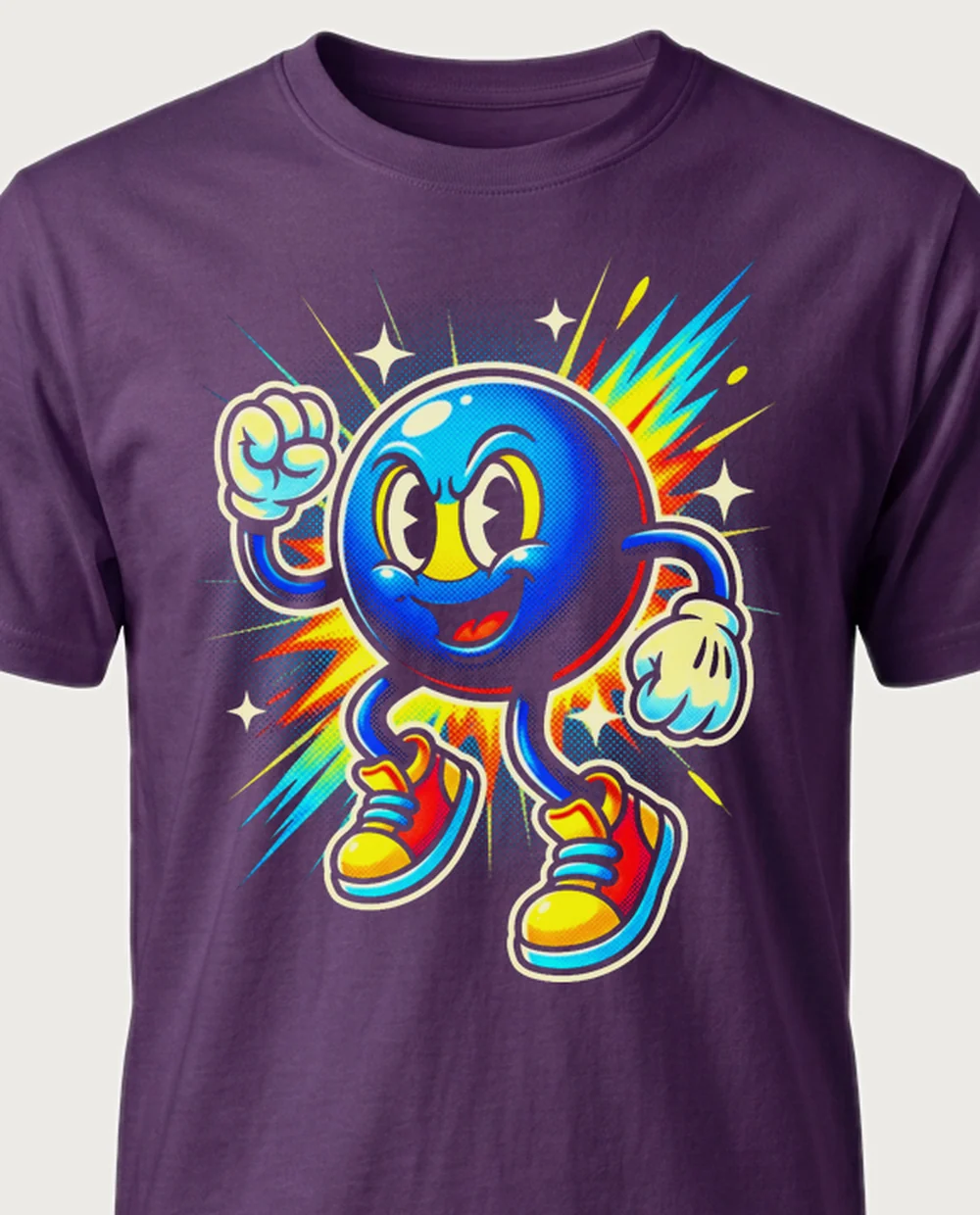 8-ball mascot — Mascot graphic on a purple tee