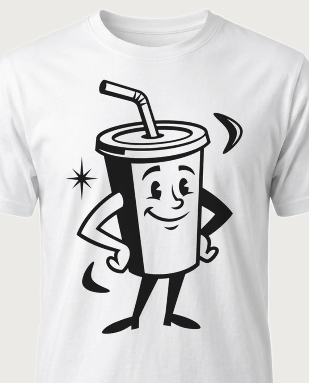 Soda cup — 50s Mascot graphic on a white tee