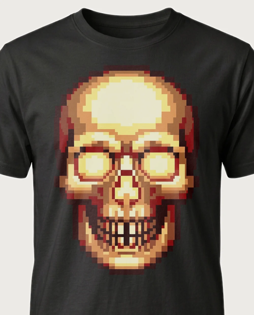 Skull — Pixel Graphic on a black tee