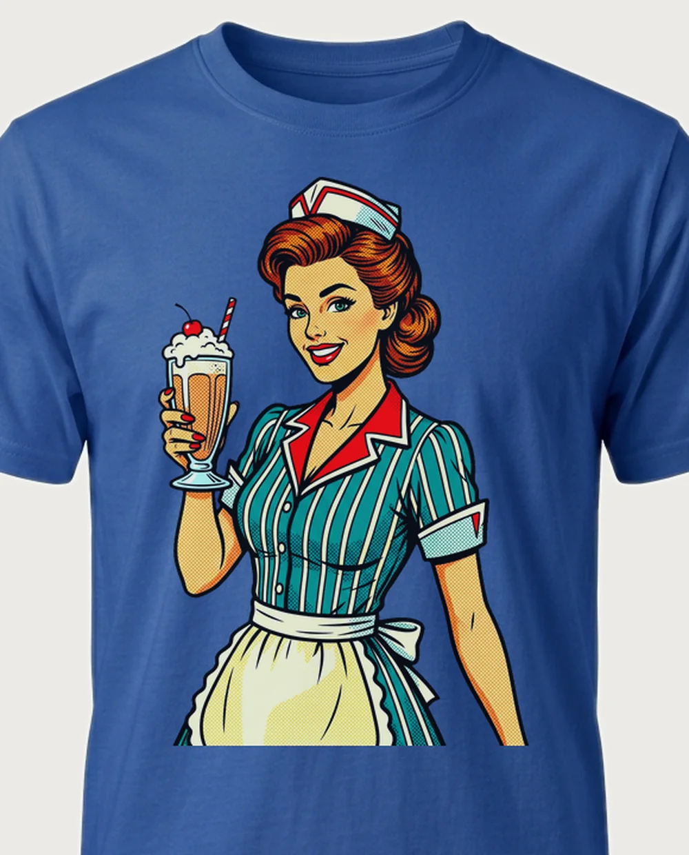 Diner — Pop Art Comic graphic on a royal blue tee