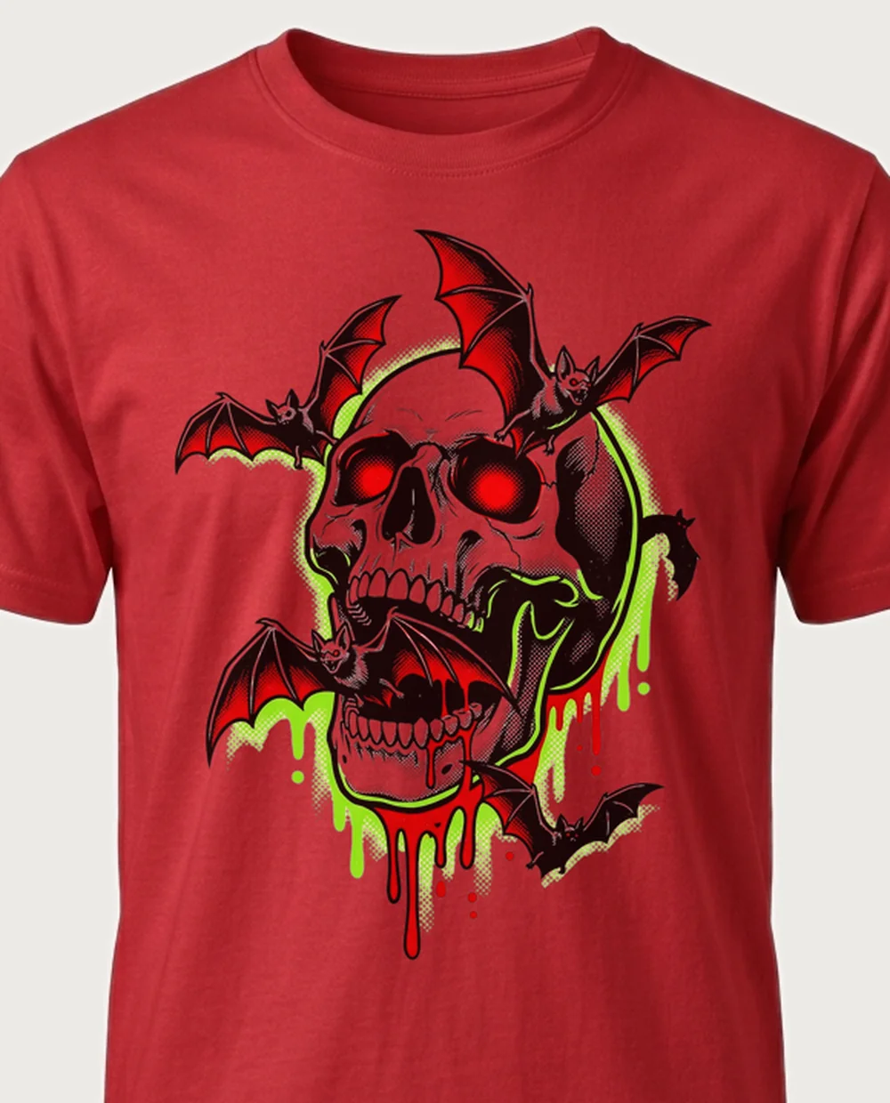 Screaming skull — Retro Horror graphic on a red tee