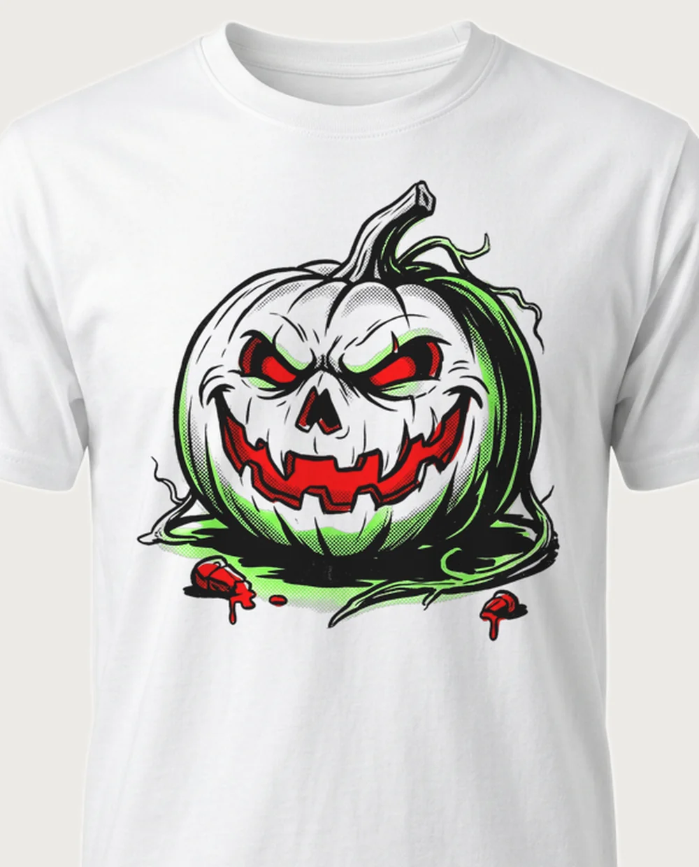 Jack-o-lantern — Retro Horror graphic on a white tee