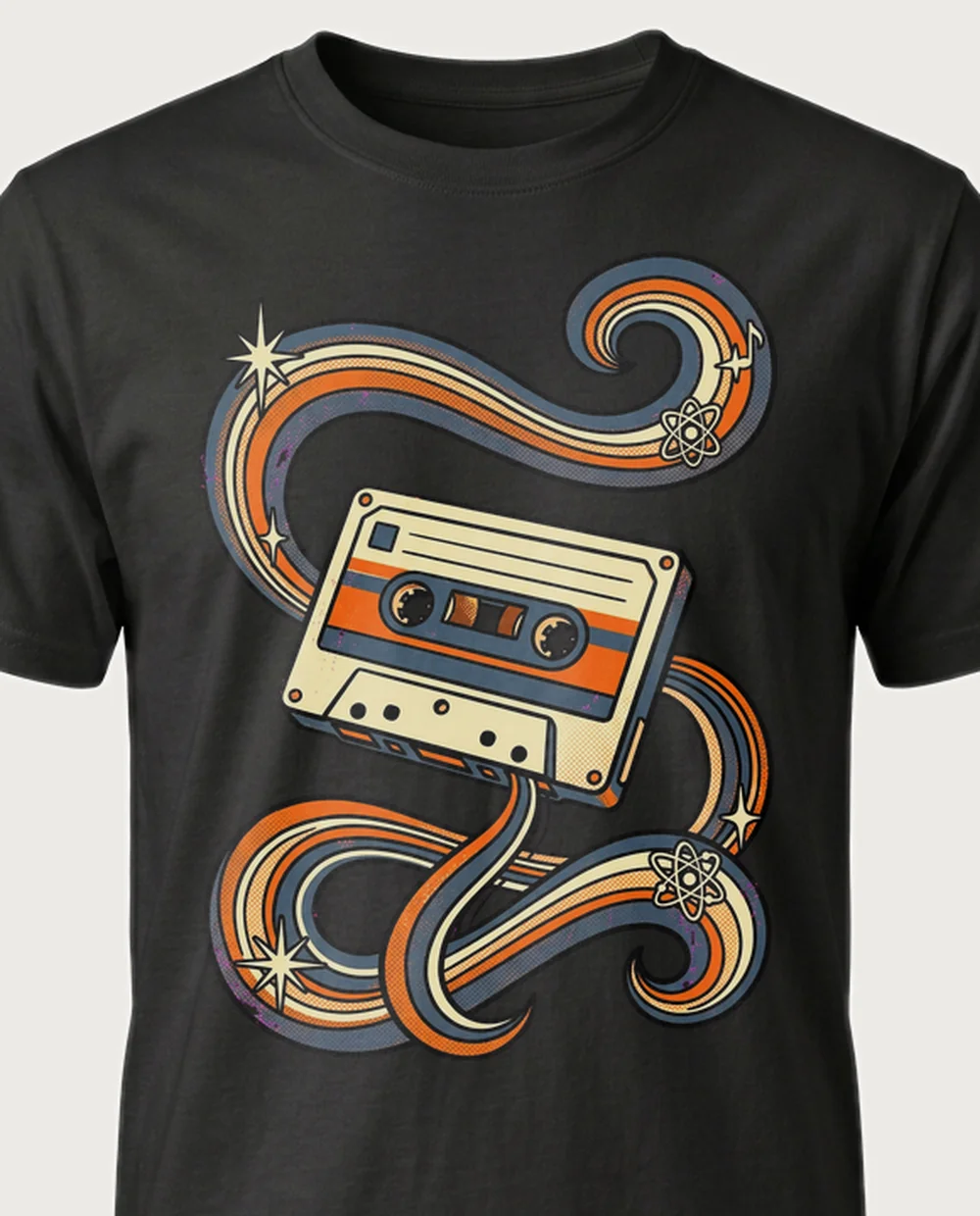 Cassette — Retro Print graphic on a black tee