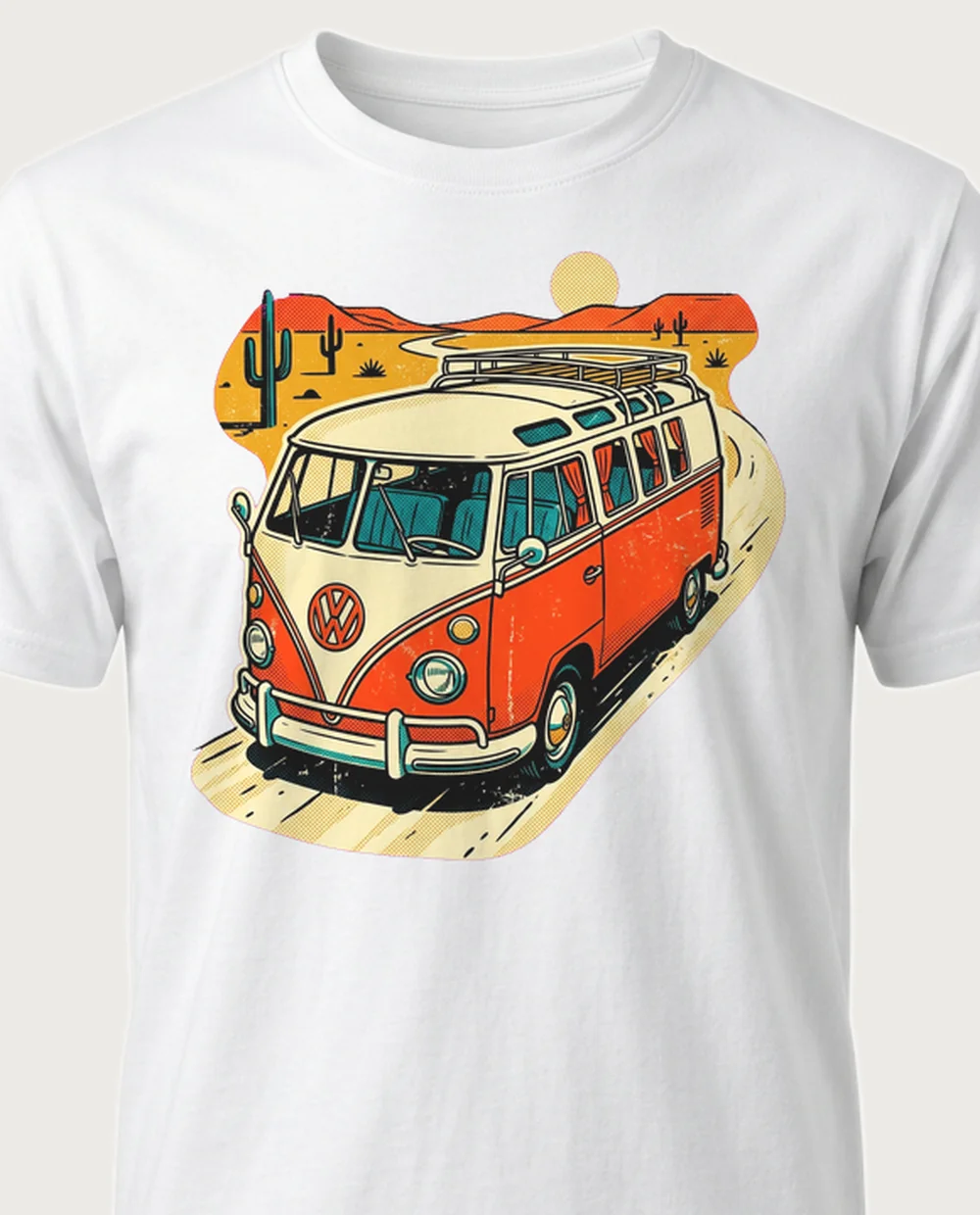 Camper van — Retro Print graphic on a white tee