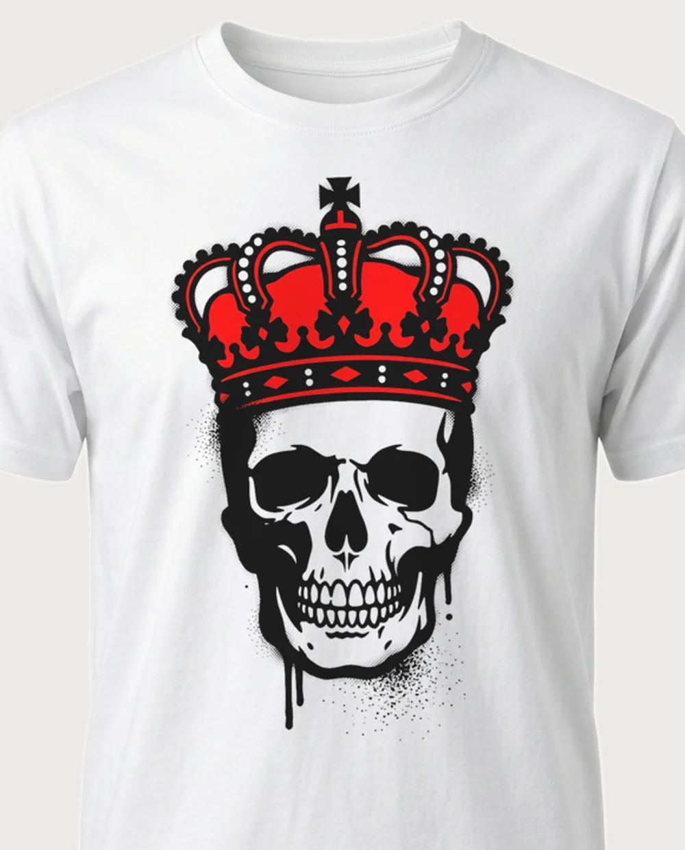Crowned skull — Street Stencil graphic on a white tee