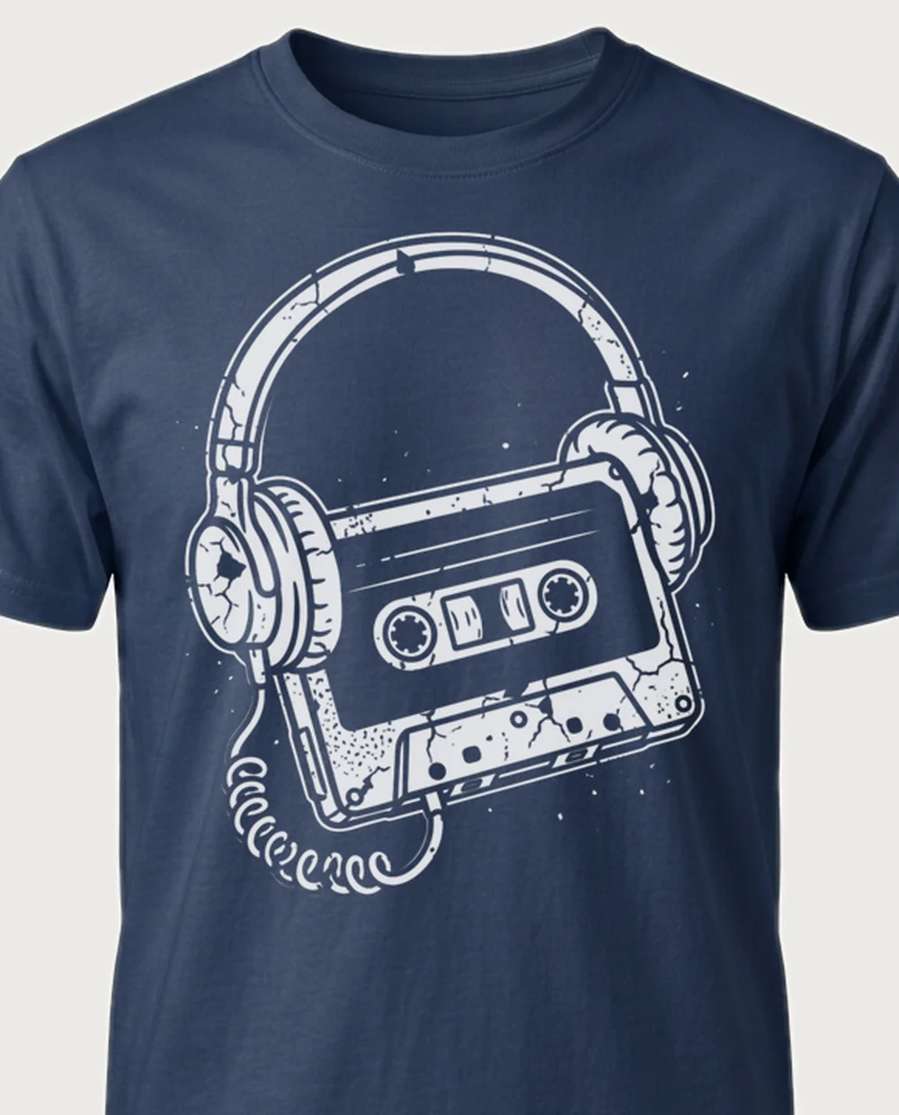 Cassette — Vintage Grunge graphic on a navy tee