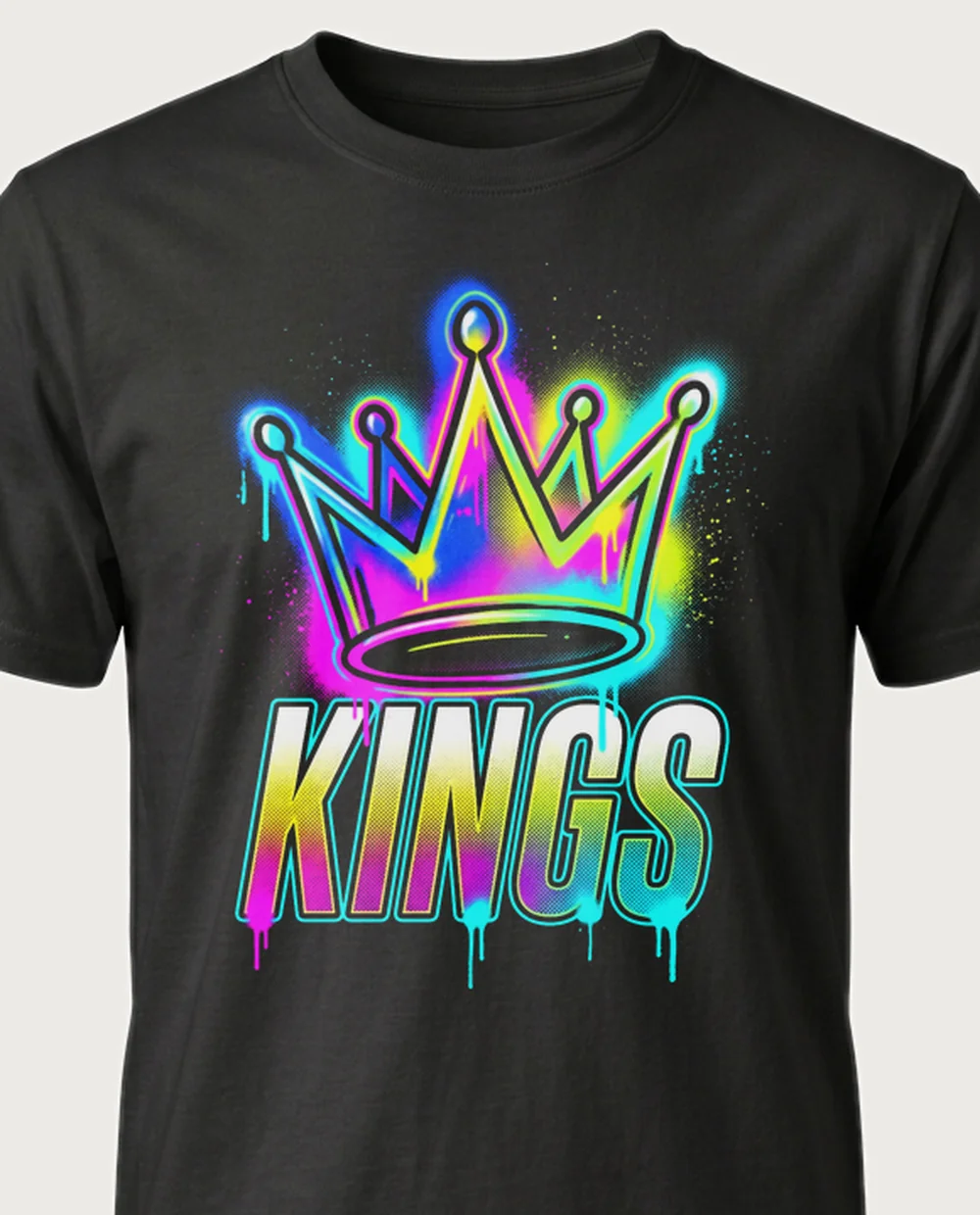 KINGS dripping crown — Graffiti on a black tee