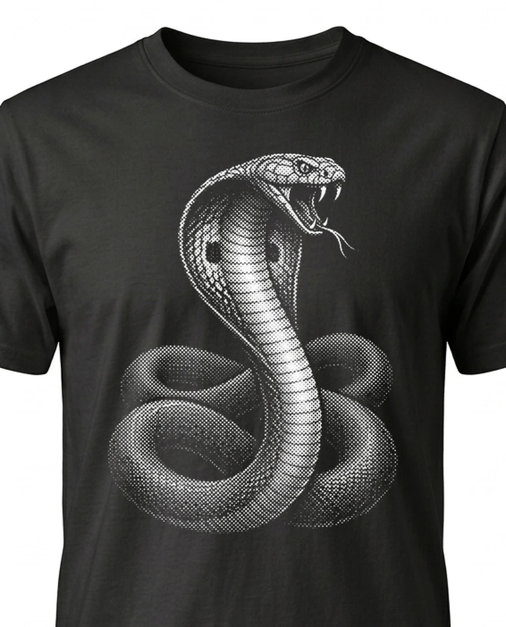 Cobra — Halftone Print graphic on a black tee