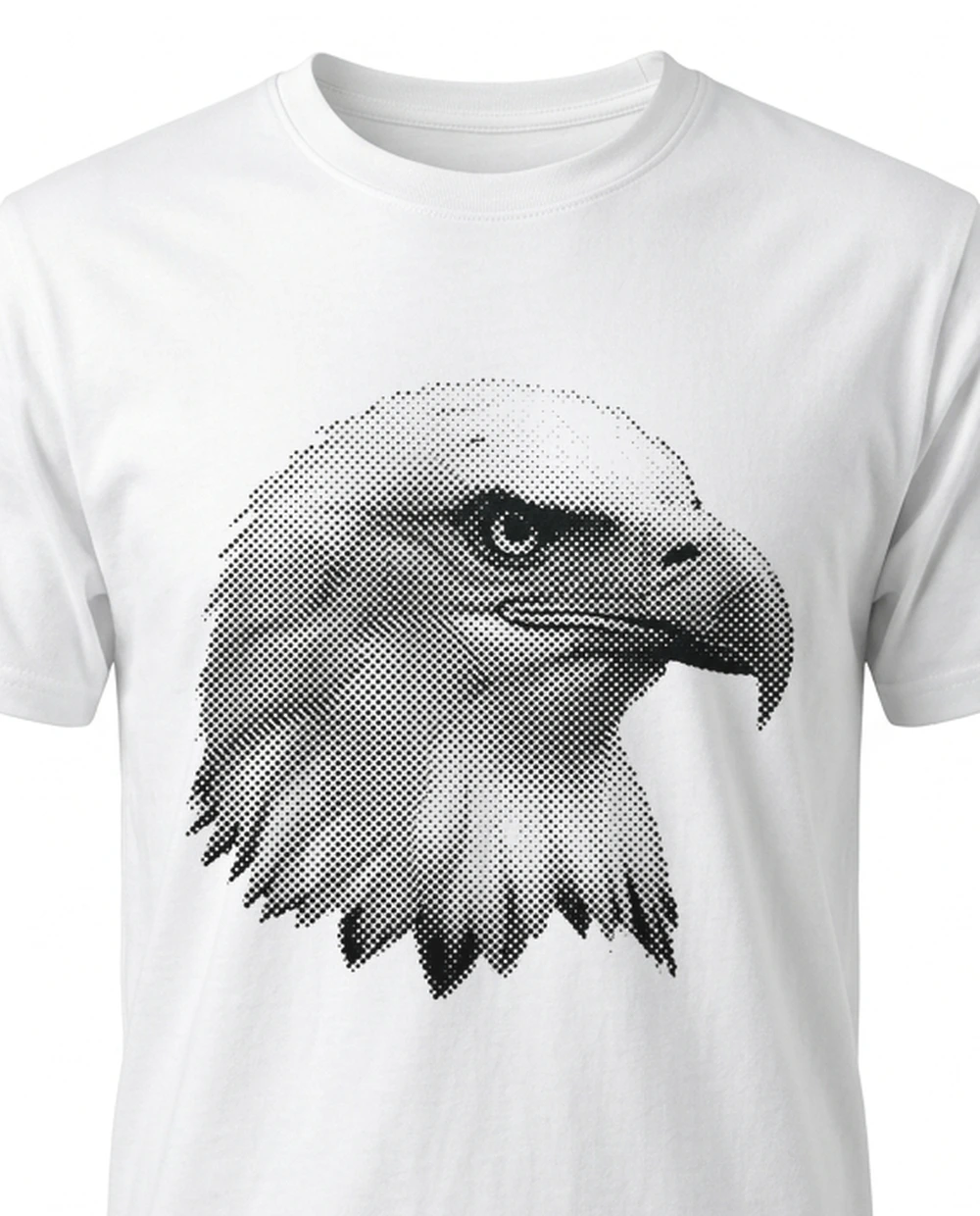 Eagle — Halftone Print graphic on a white tee
