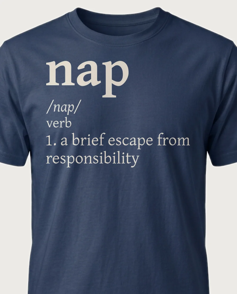 'NAP' — Dictionary on a navy tee