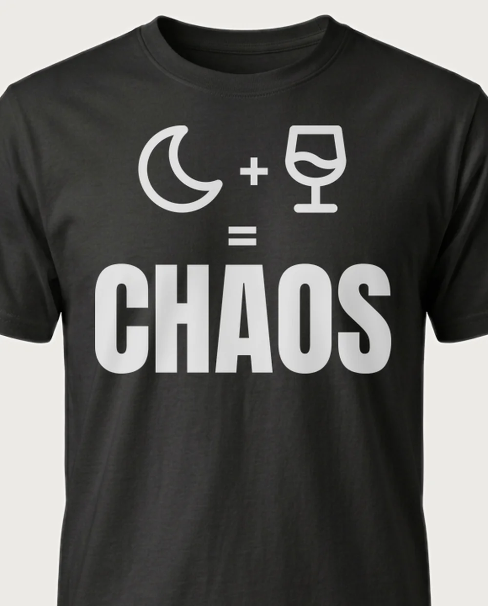'CHAOS + GLITTER' — The Equation on a black tee