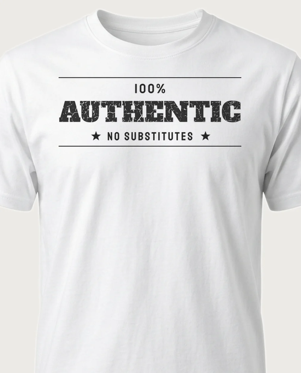 'AUTHENTIC' — Established Since on a white tee