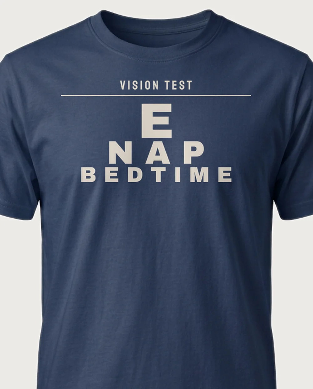 'VISION TEST' — Eye Chart on a navy tee