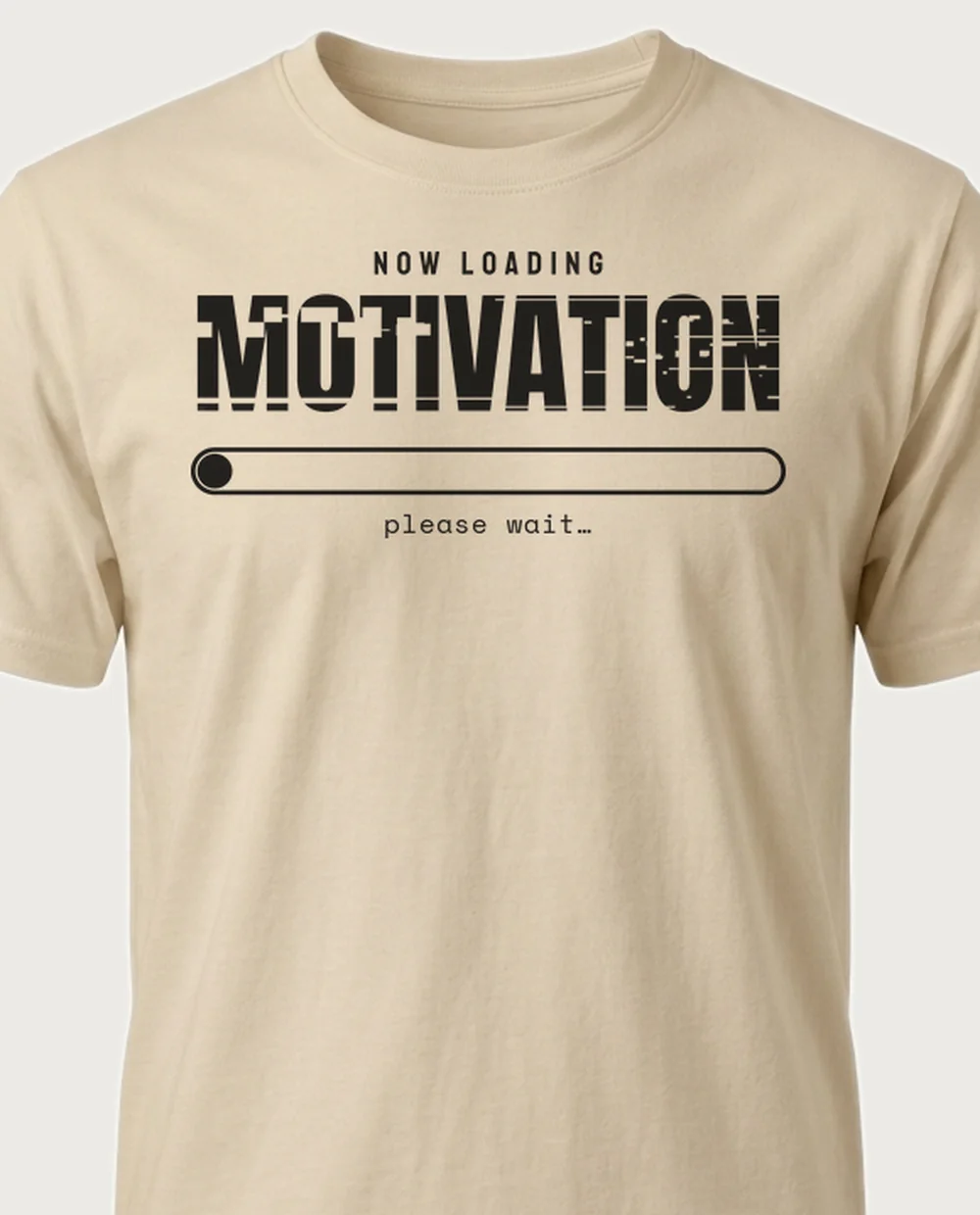'MOTIVATION' — Loading Screen on a sand tee