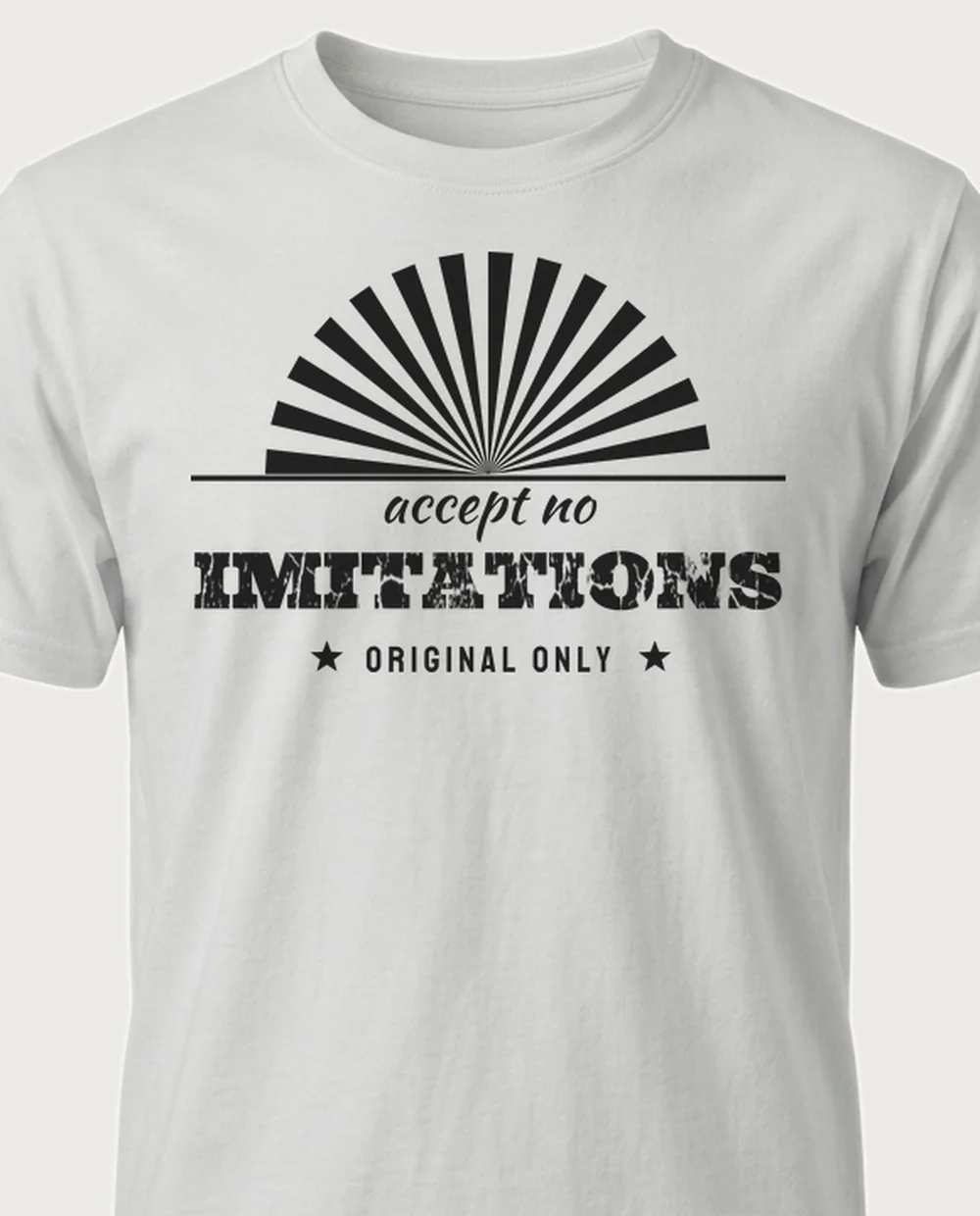 'IMITATIONS' — Sunburst Headliner on a ash tee