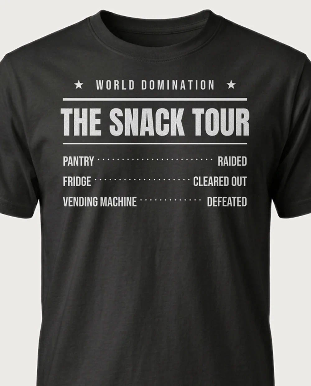 'THE SNACK TOUR' — Tour Poster on a black tee
