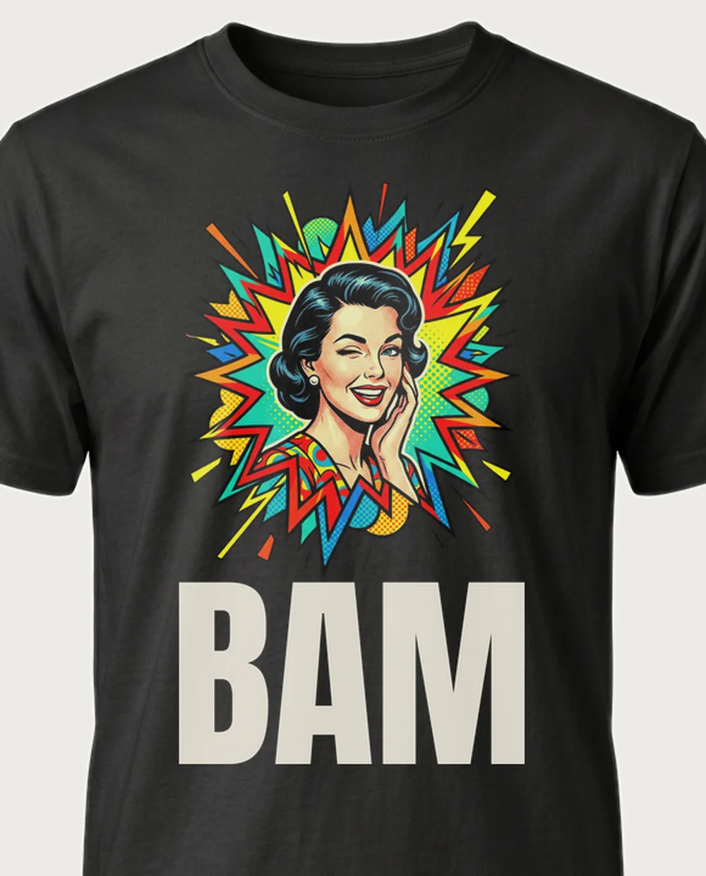 BAM explosion — Pop Art Comic on a black tee