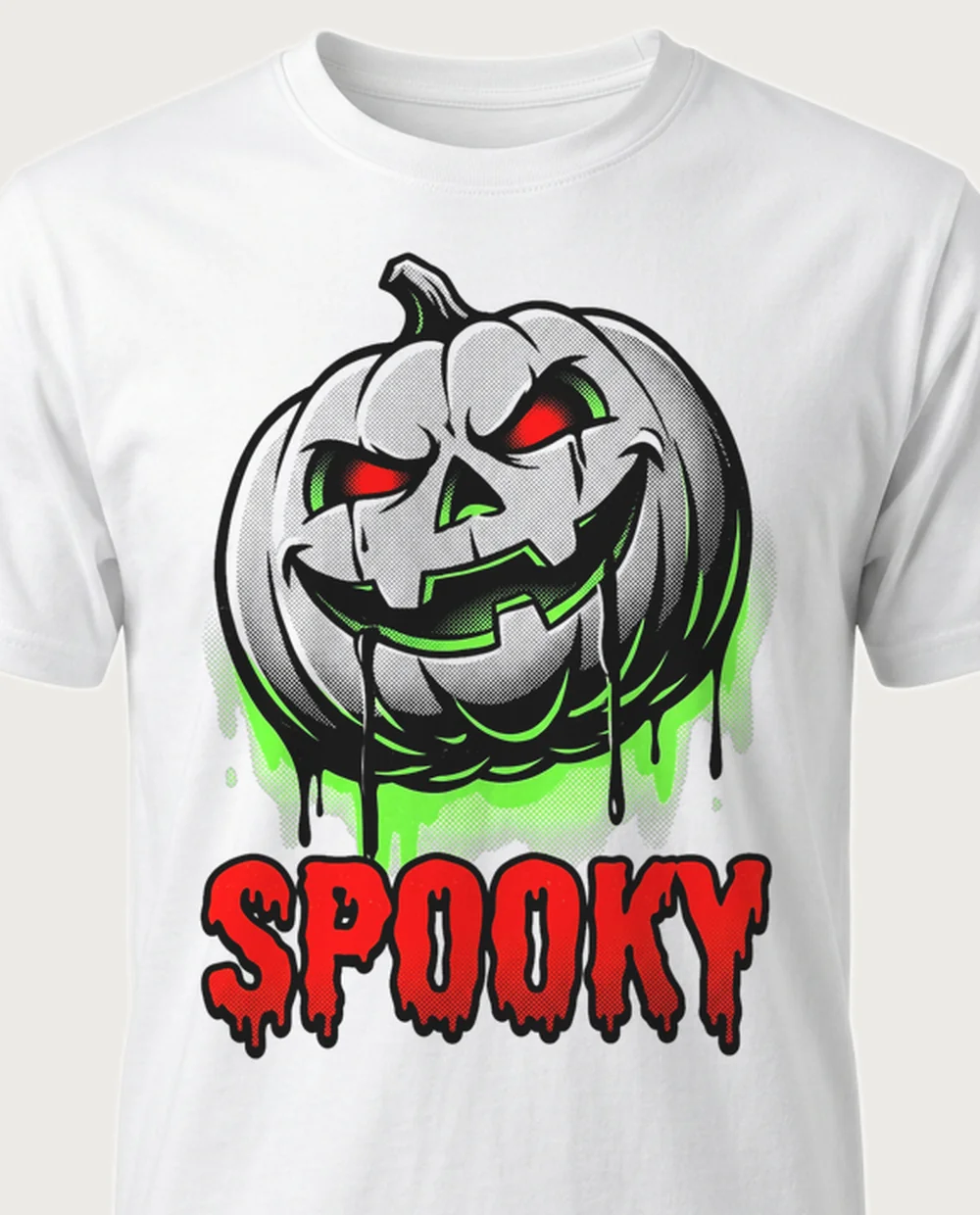 SPOOKY pumpkin — Retro Horror on a white tee