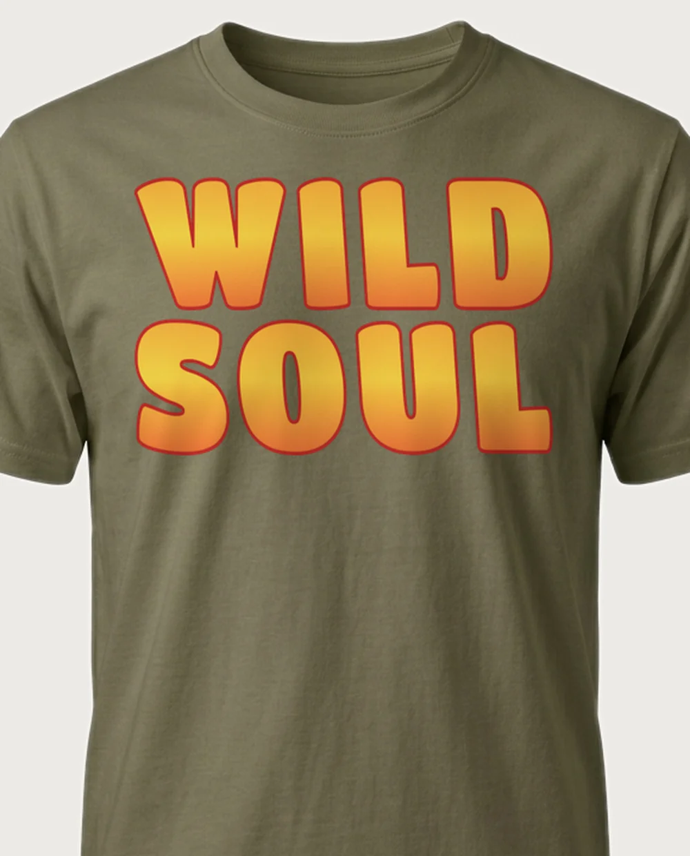 'WILD SOUL' — 90s Airbrush on a military green tee