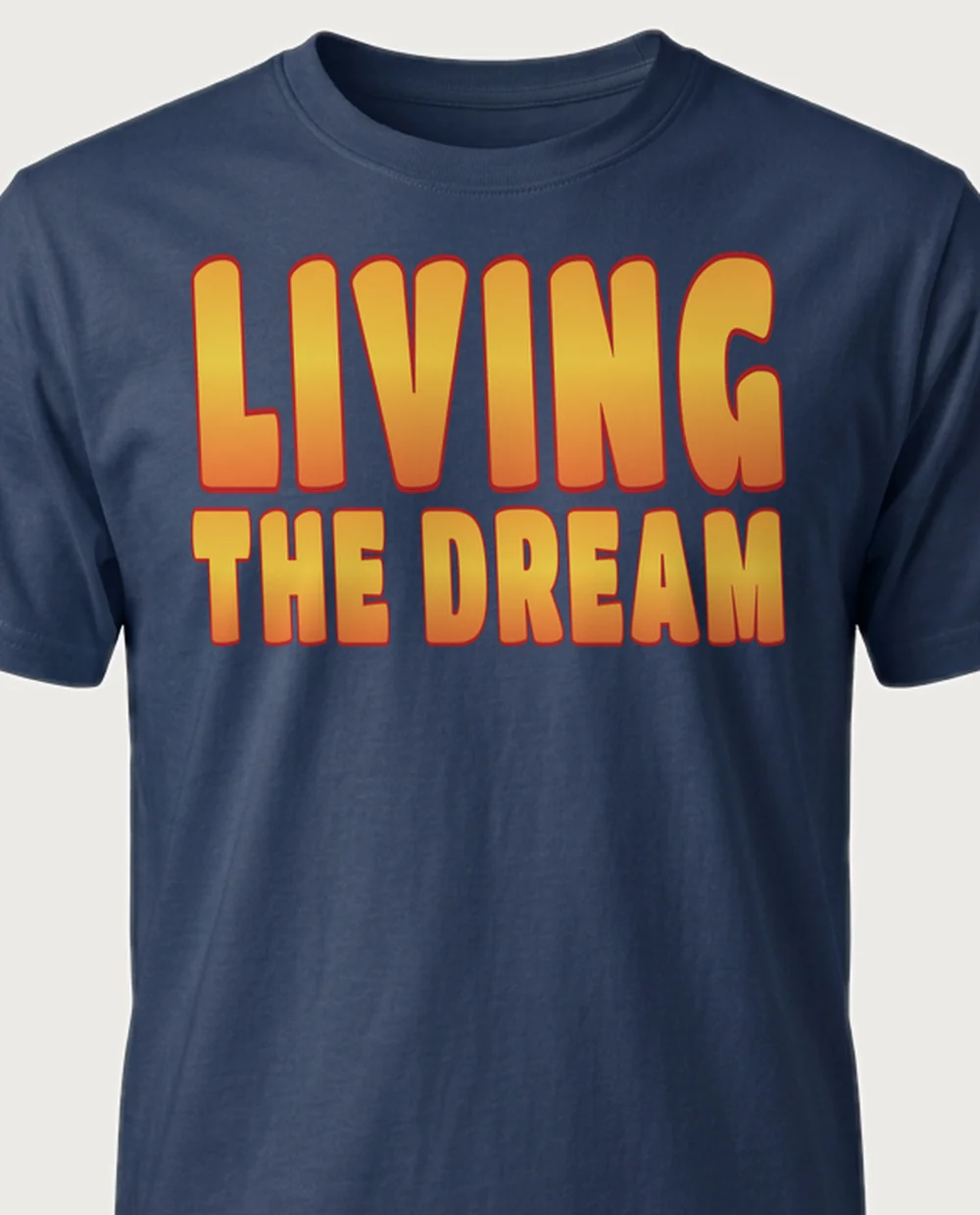 'LIVING THE DREAM' — 90s Airbrush on a navy tee