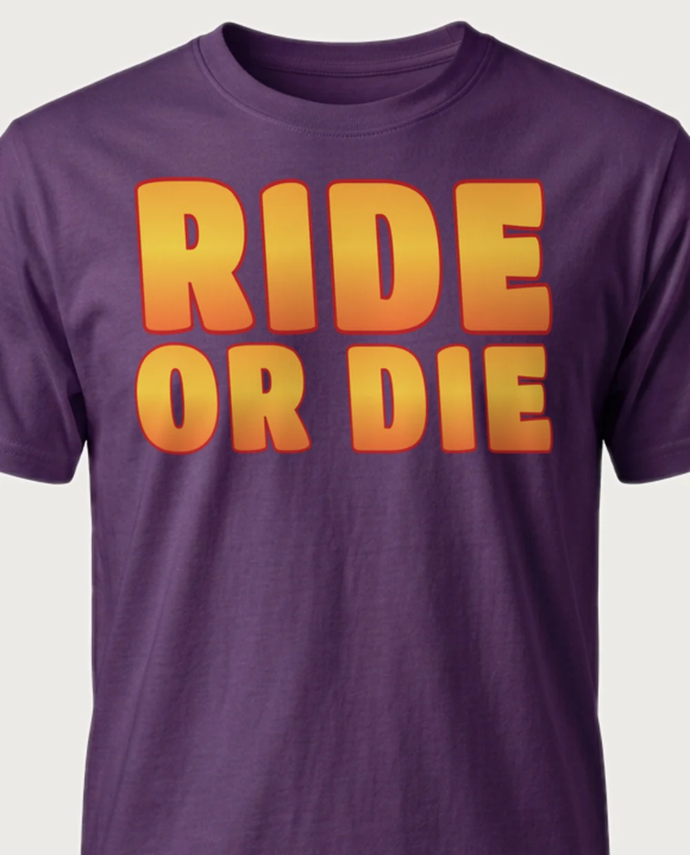 'RIDE OR DIE' — 90s Airbrush on a purple tee