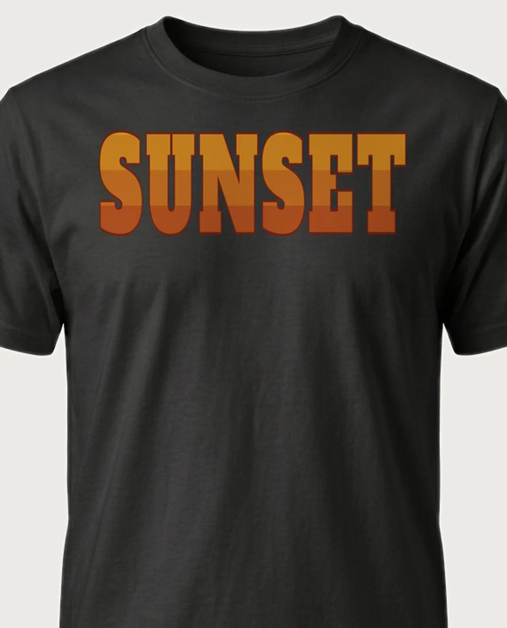 'SUNSET' — Gradient Fill on a black tee
