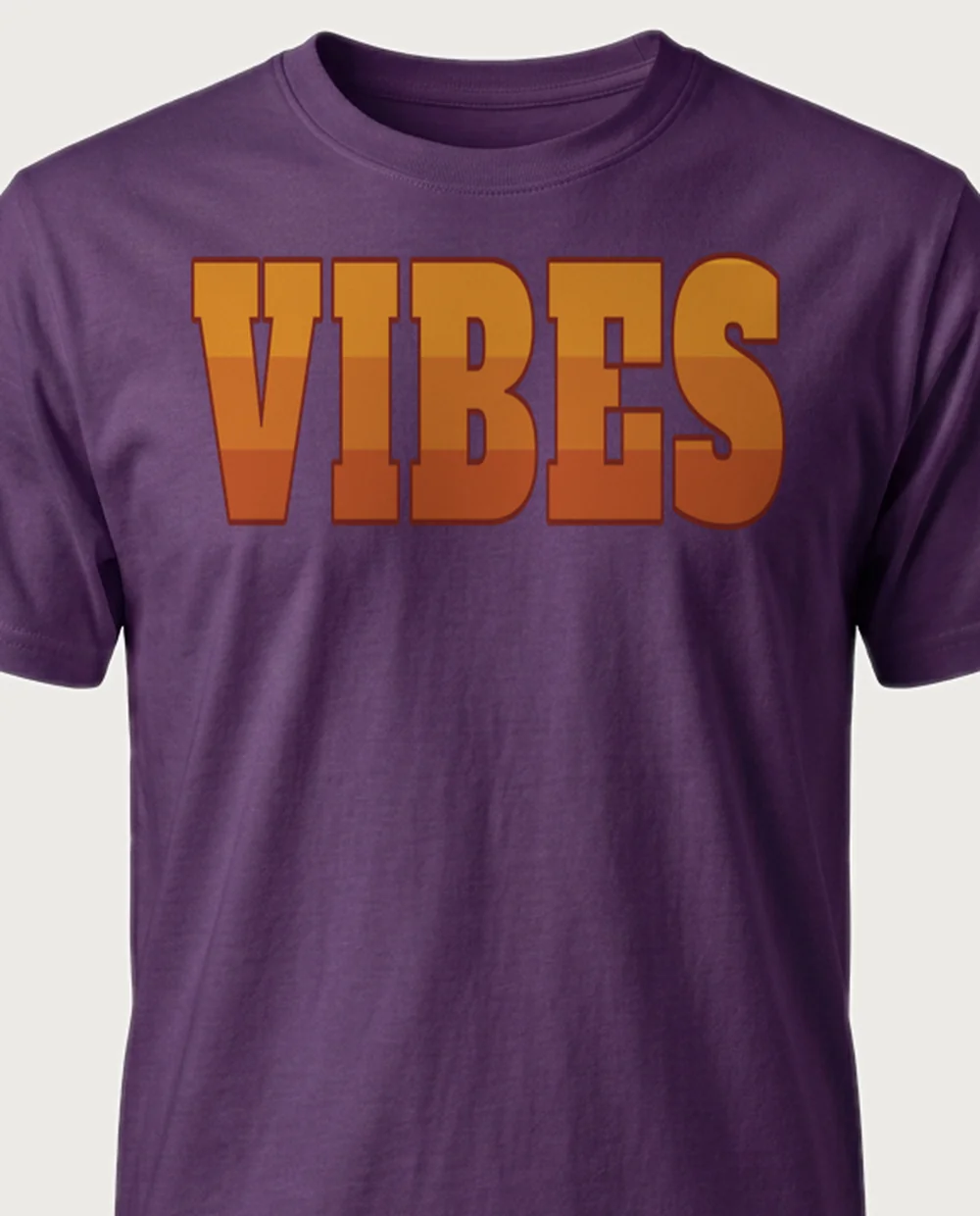 'VIBES' — Gradient Fill on a purple tee