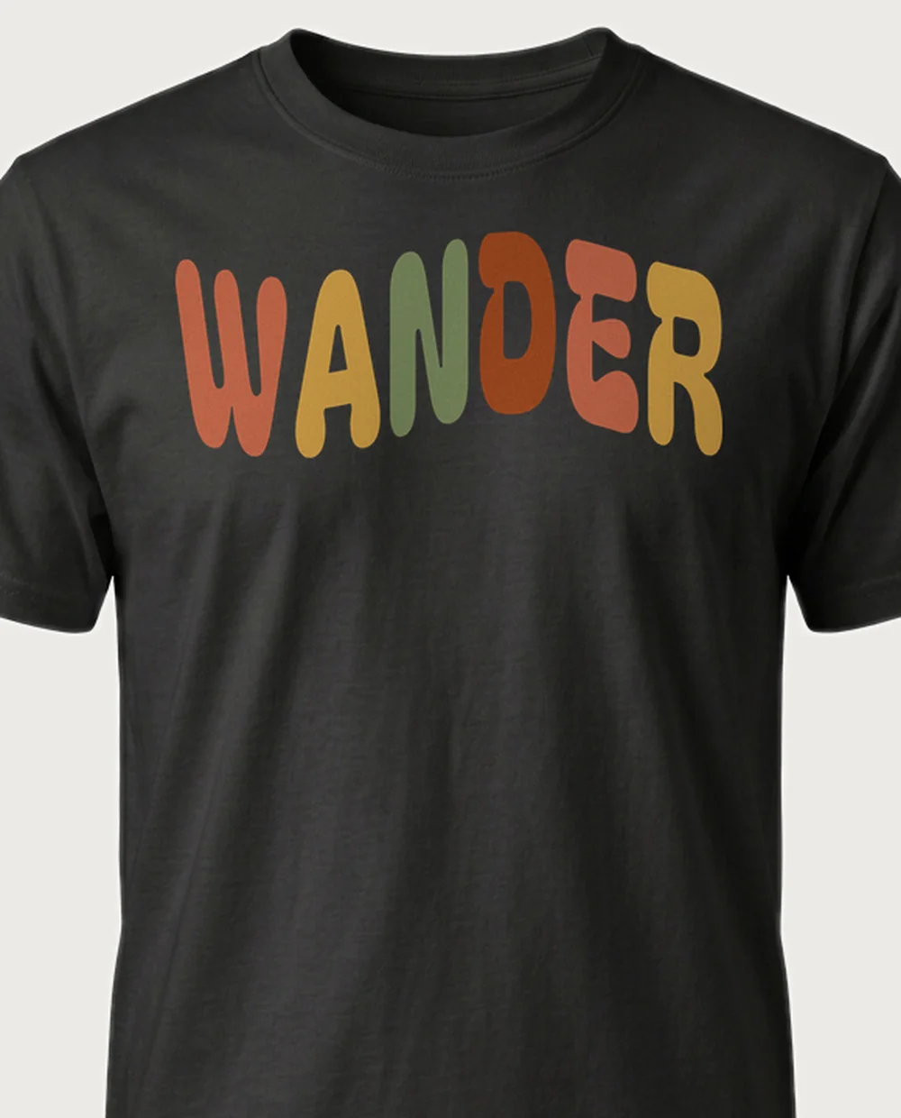 'WANDER' — Groovy Wave on a black tee