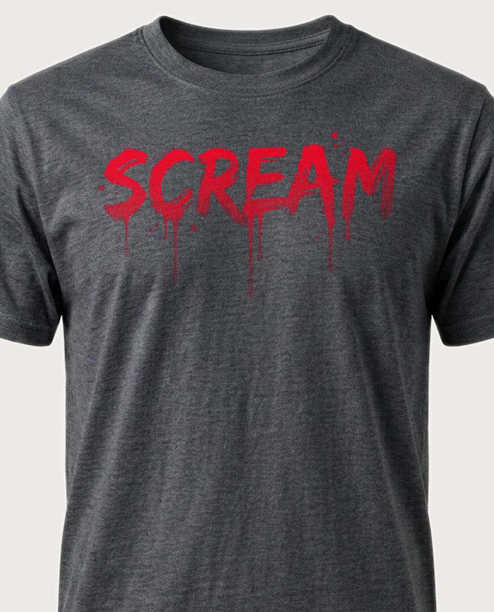 'SCREAM' — Halftone Horror Blood on a dark heather tee