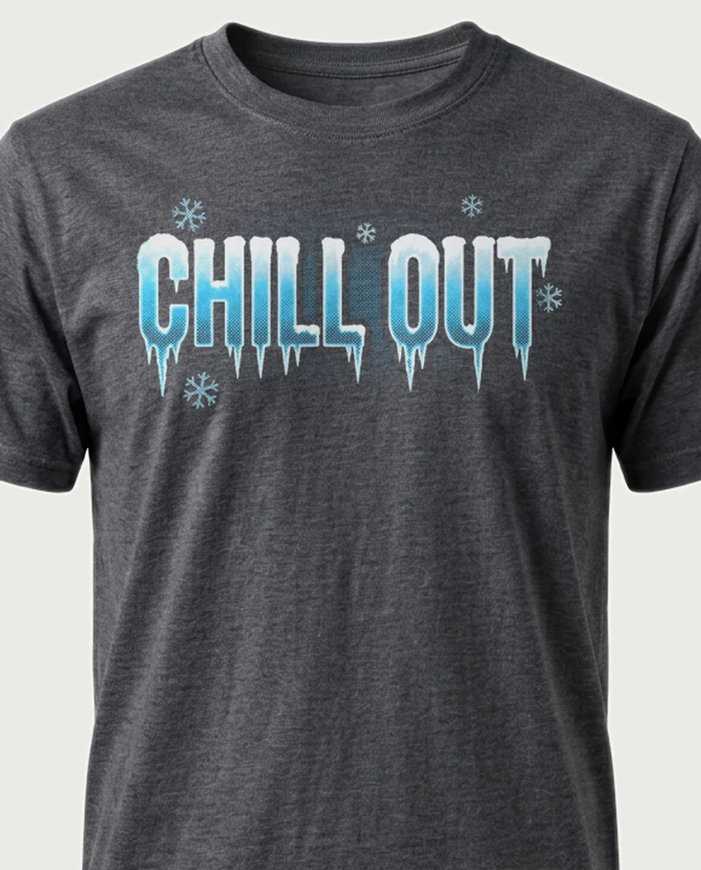 'CHILL OUT' — Halftone Ice on a dark heather tee