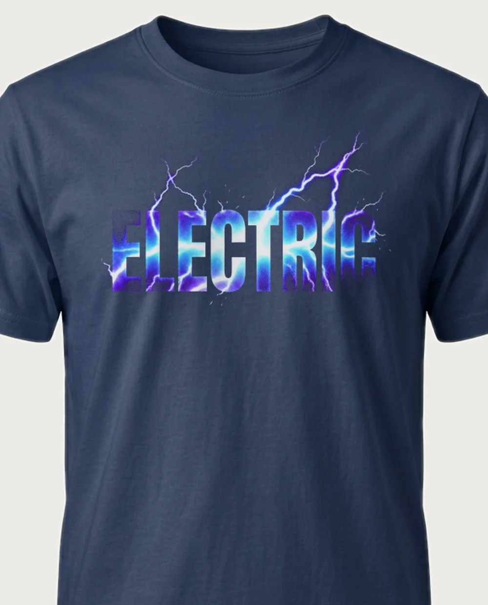'ELECTRIC' — Halftone Lightning on a navy tee