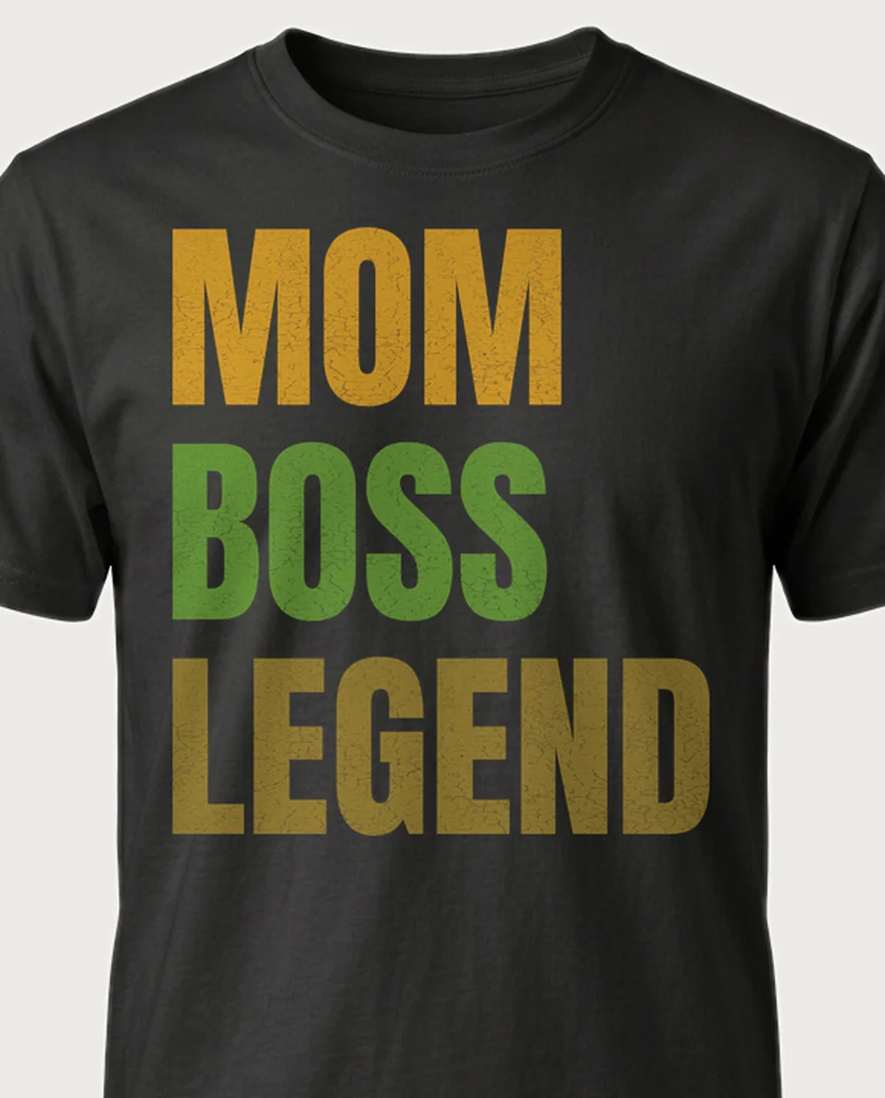MOM · BOSS · LEGEND — Retro Roles on a black tee