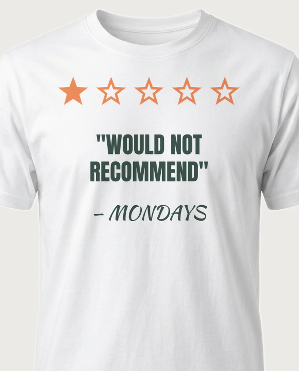 MONDAYS — One-Star Review on a white tee