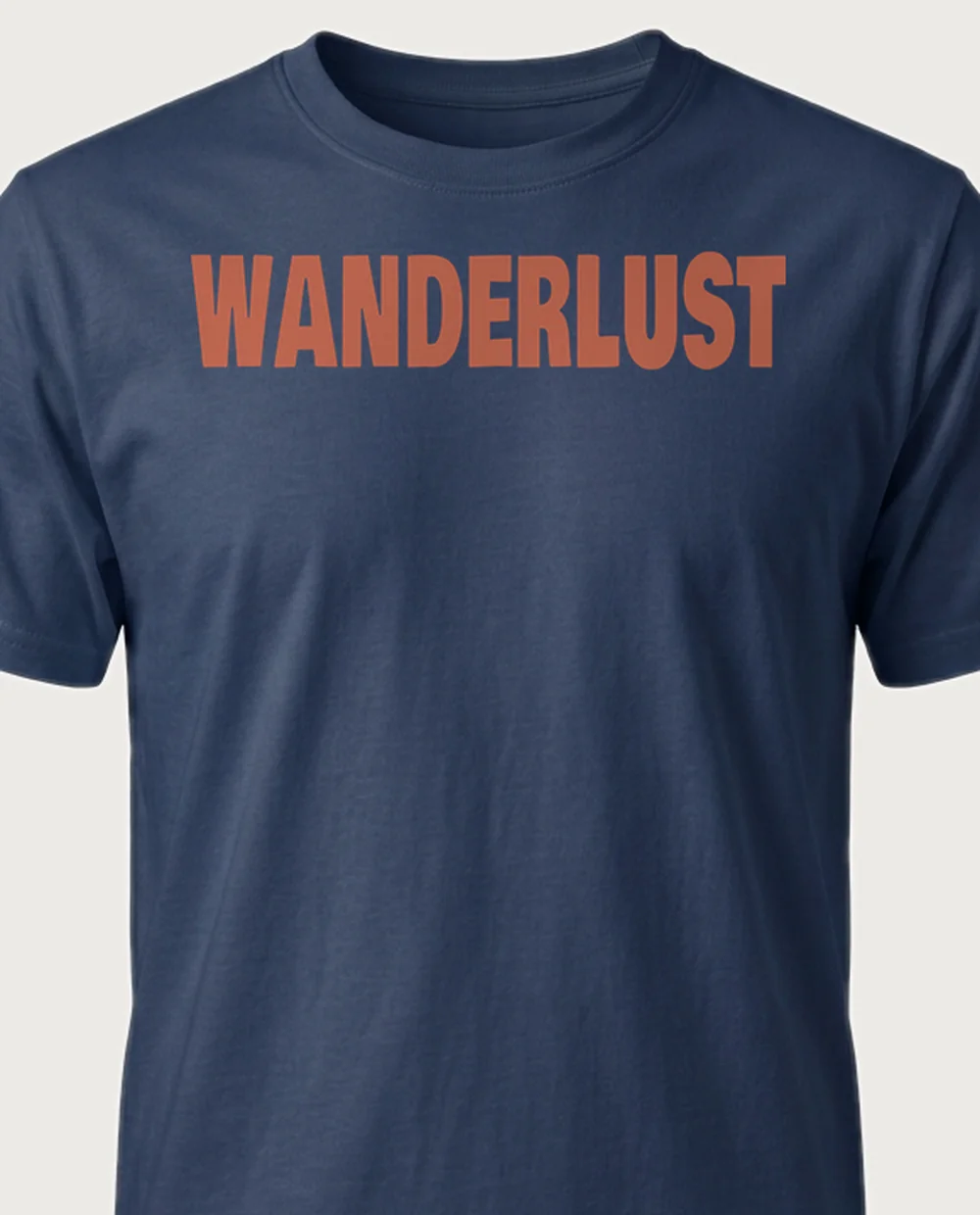 'wanderlust' — Script + Display Mix on a navy tee