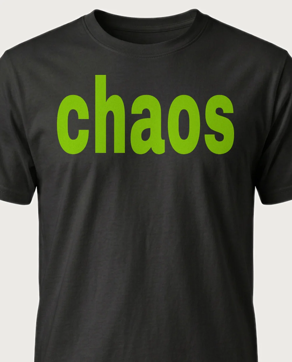 'CHAOS' — Warped Brat on a black tee